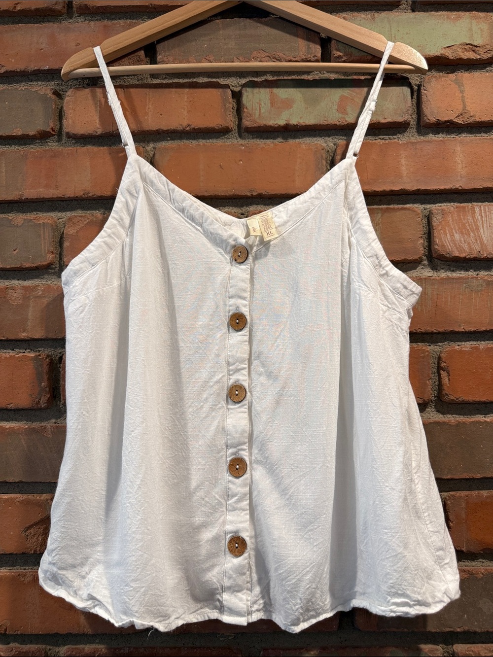 Classic White Button-Front Spaghetti Strap Camisole